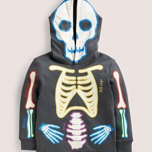 Boden Glow Print Skeleton Hoodie Kids Size 4-5Y